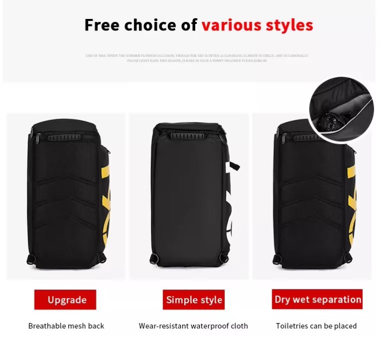 Waterproof Large Capacity Shoe Compartment Multi-function Gym Sports Duffel Backpack - product detail