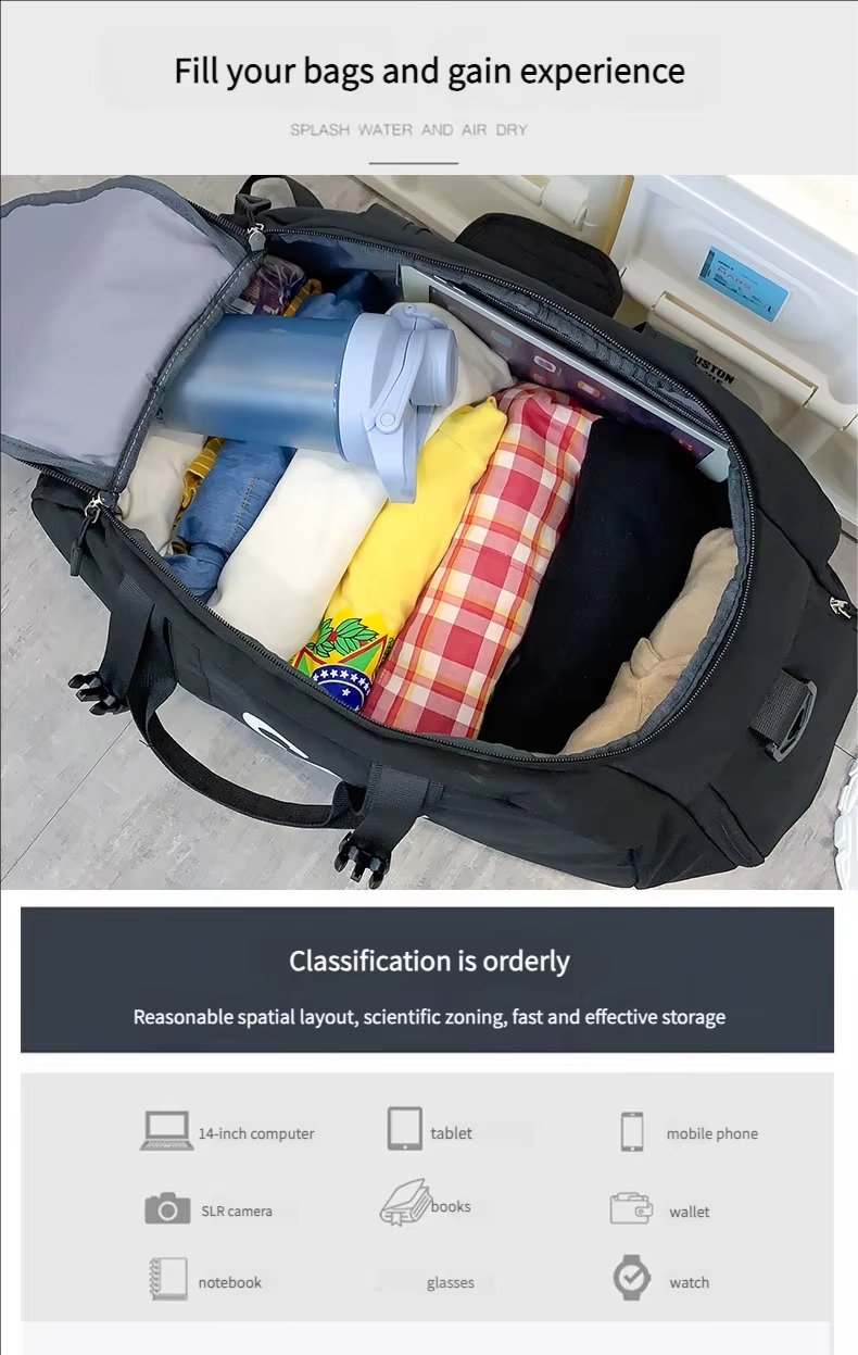 Oxford Waterproof Large Capacity Foldable Dry Wet Separation Multi-function Duffel Backpack - product detail