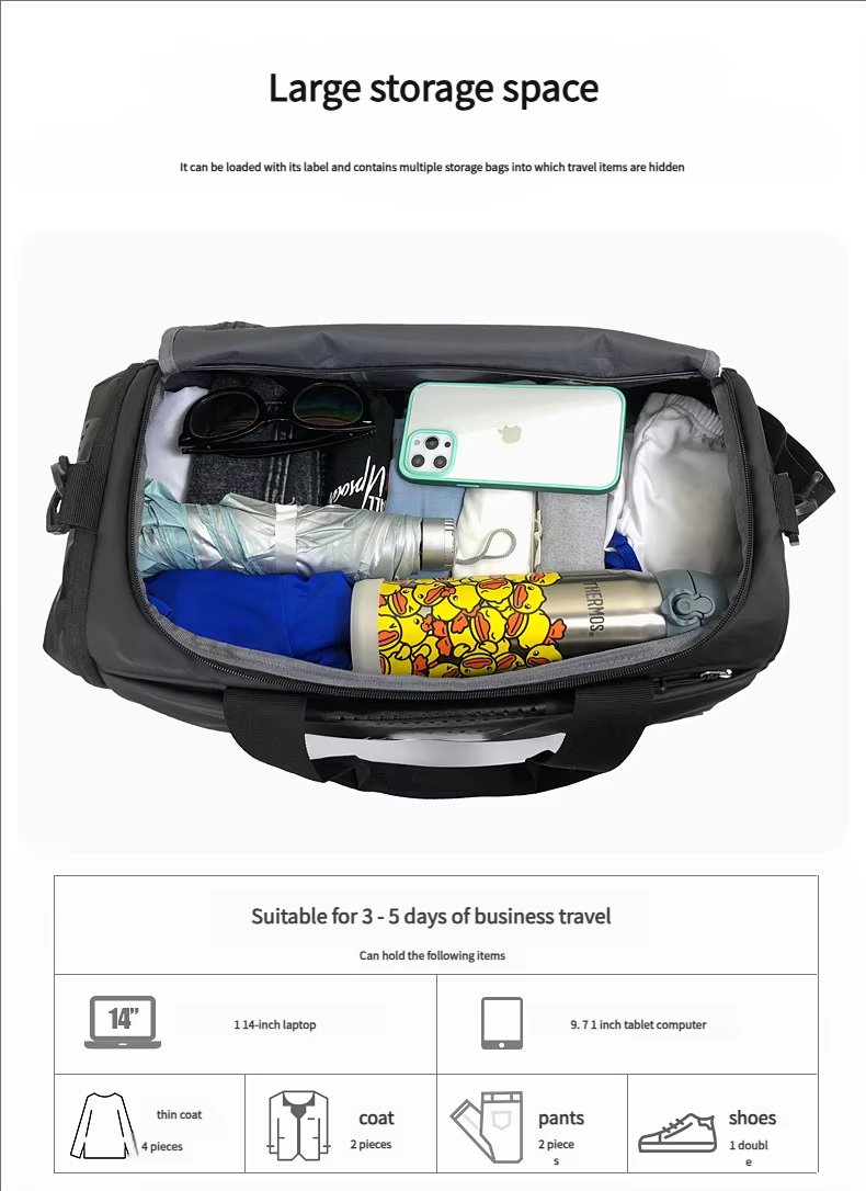 Waterproof Shoe Compartment Oxford Sports Travel Tote Duffel Bag product detail