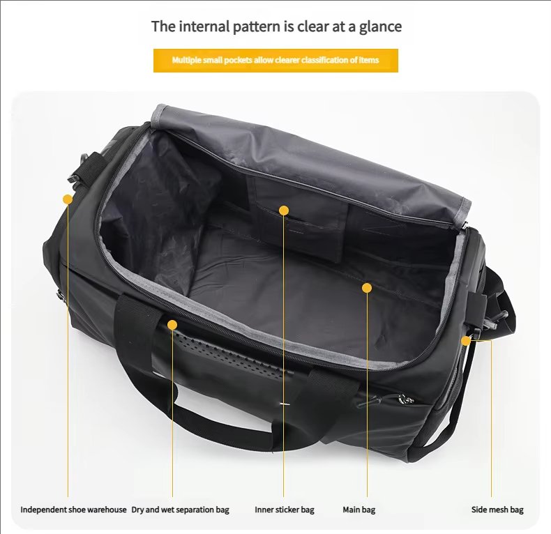 Waterproof Shoe Compartment Oxford Sports Travel Tote Duffel Bag product detail