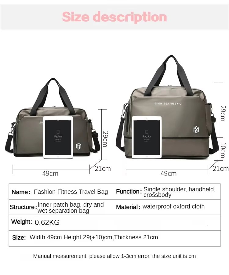 Large Capacity Sport Gym Yoga Bag Duffle Dry Wet Separation Short-Distance Expandable Waterproof Travel Duffel - product detail