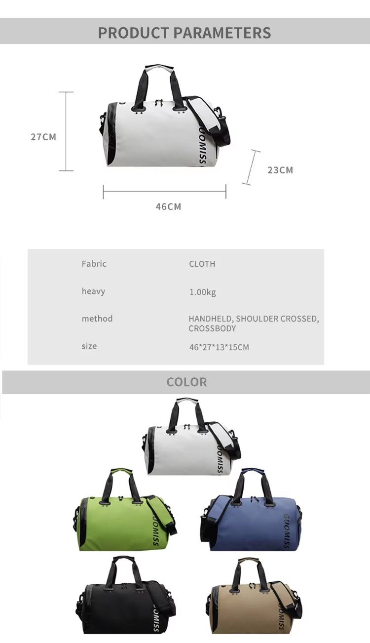 Large Capacity Travel Duffle Bag Dry Wet Separation Waterproof Sports Hand-Held Shoulder Fitness Bags with Shoes Compartment detail image