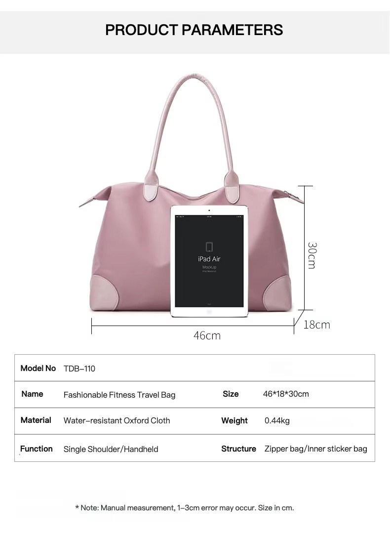 Custom Oxford Weekender Tote Bag for Women – Waterproof Lightweight Travel Gym Handbag product detail