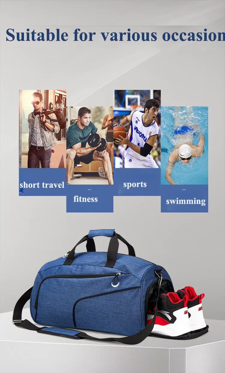 Custom LOGO High-end Large Capacity Travel Bags Lightweight Sport Gym Duffel Bag with Dry Wet Separation and Shoe Compartment product detail