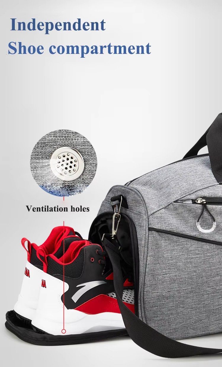 Custom LOGO High-end Large Capacity Travel Bags Lightweight Sport Gym Duffel Bag with Dry Wet Separation and Shoe Compartment product detail