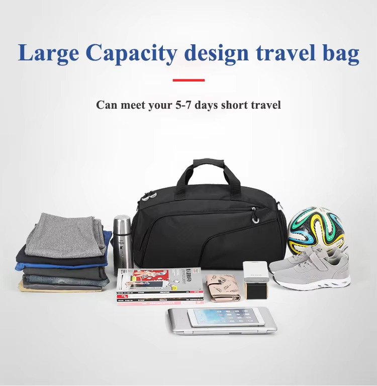 Custom LOGO High-end Large Capacity Travel Bags Lightweight Sport Gym Duffel Bag with Dry Wet Separation and Shoe Compartment product detail