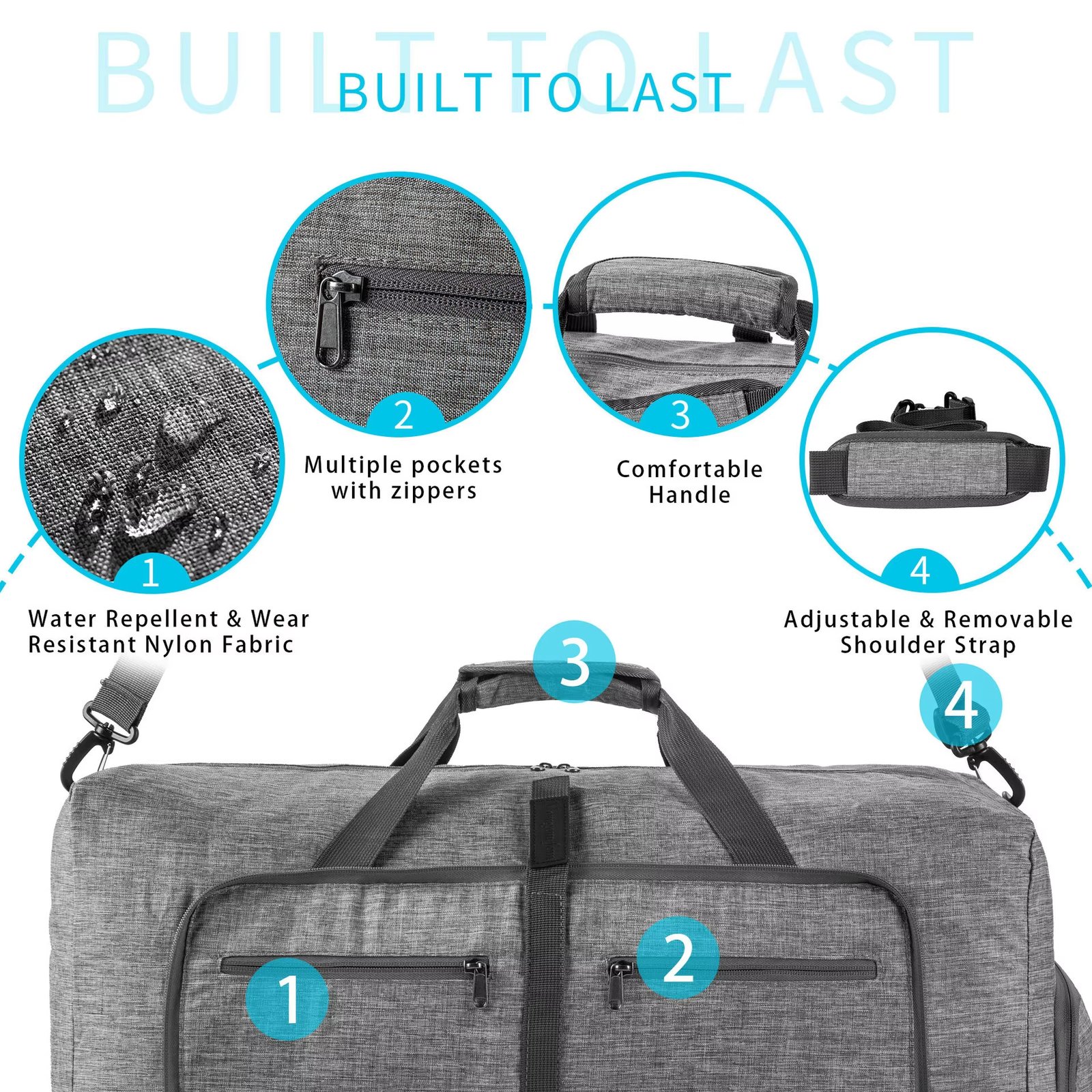 Water-Resistant Shoe Compartment Nylon Weekend Travel Duffel Bag product detail