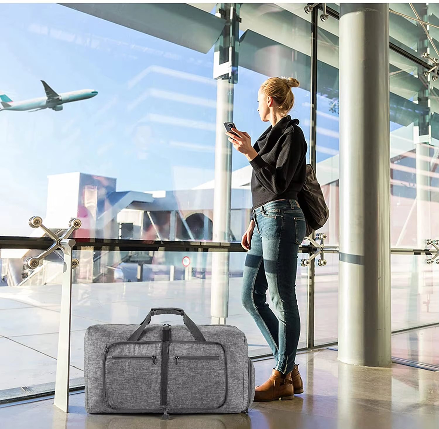 Water-Resistant Shoe Compartment Nylon Weekend Travel Duffel Bag product detail