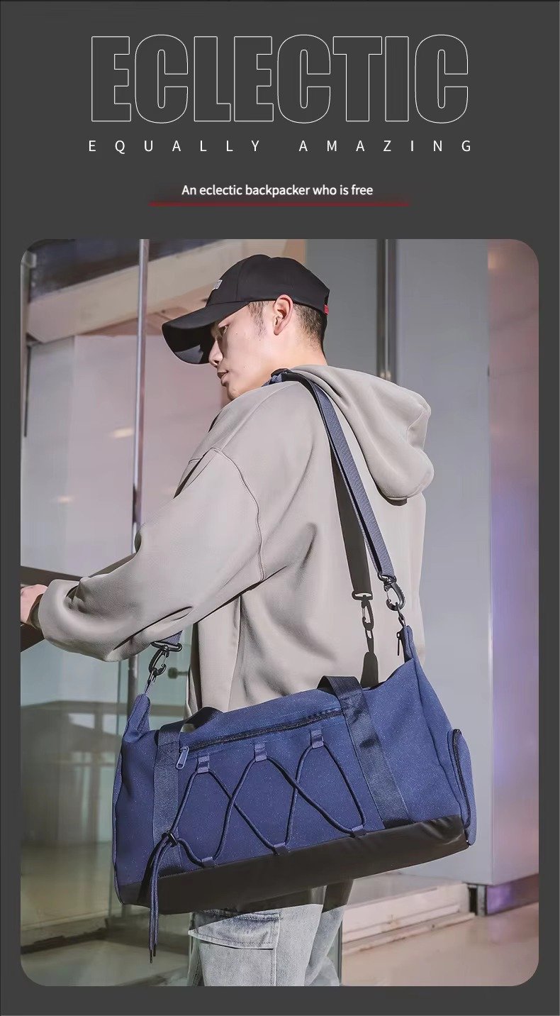 Custom Logo Oxford Crossbody Duffel Bag with Shoe Compartment – Lightweight Fitness Travel Bag product detail