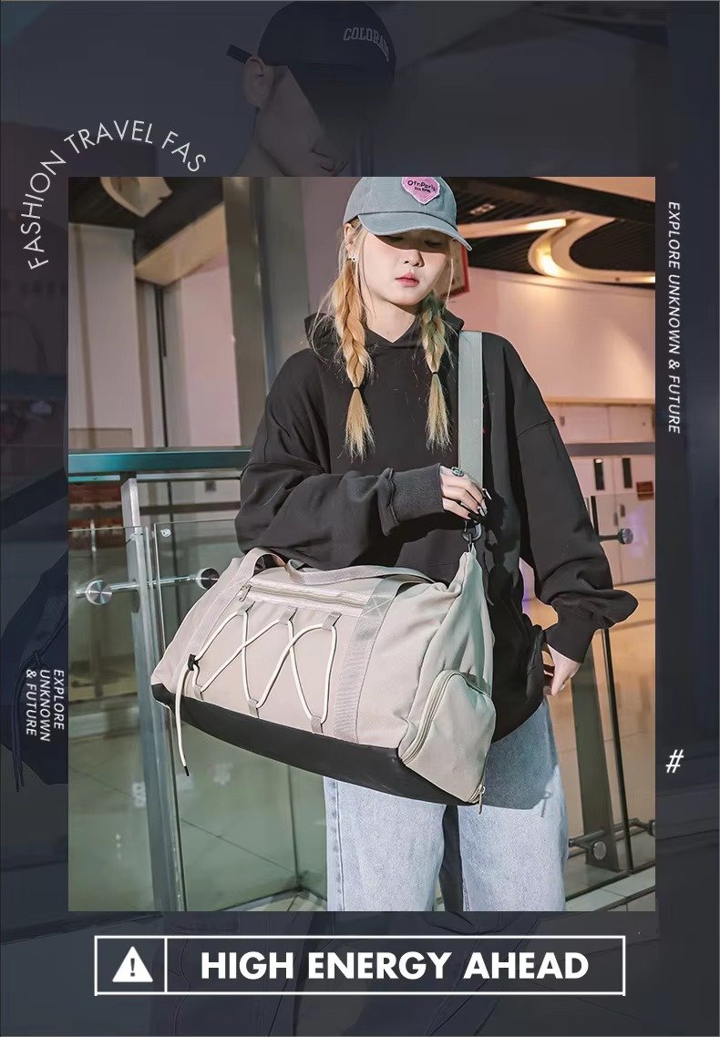 Custom Logo Oxford Crossbody Duffel Bag with Shoe Compartment – Lightweight Fitness Travel Bag product detail