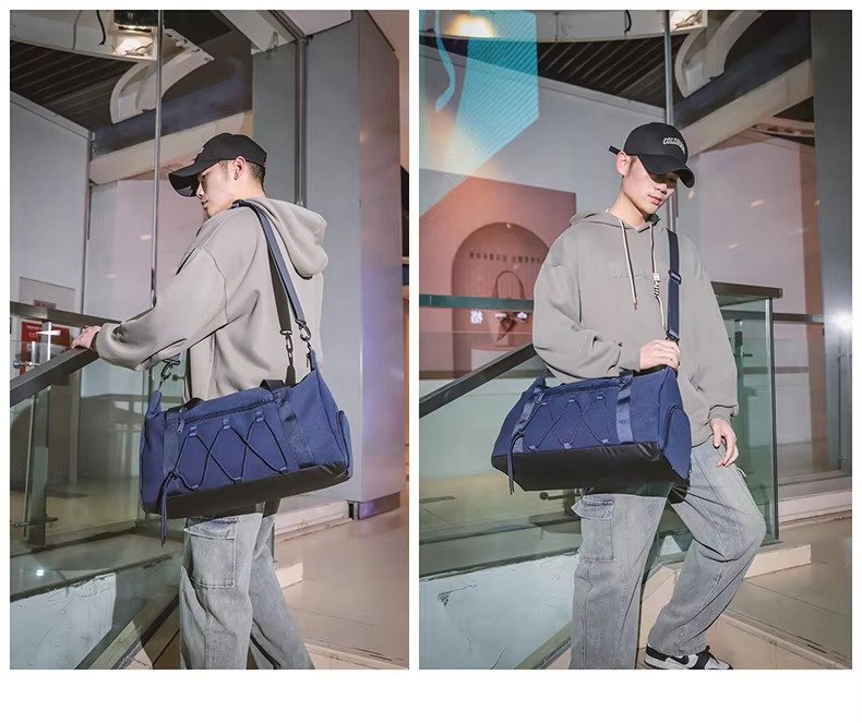Custom Logo Oxford Crossbody Duffel Bag with Shoe Compartment – Lightweight Fitness Travel Bag product detail