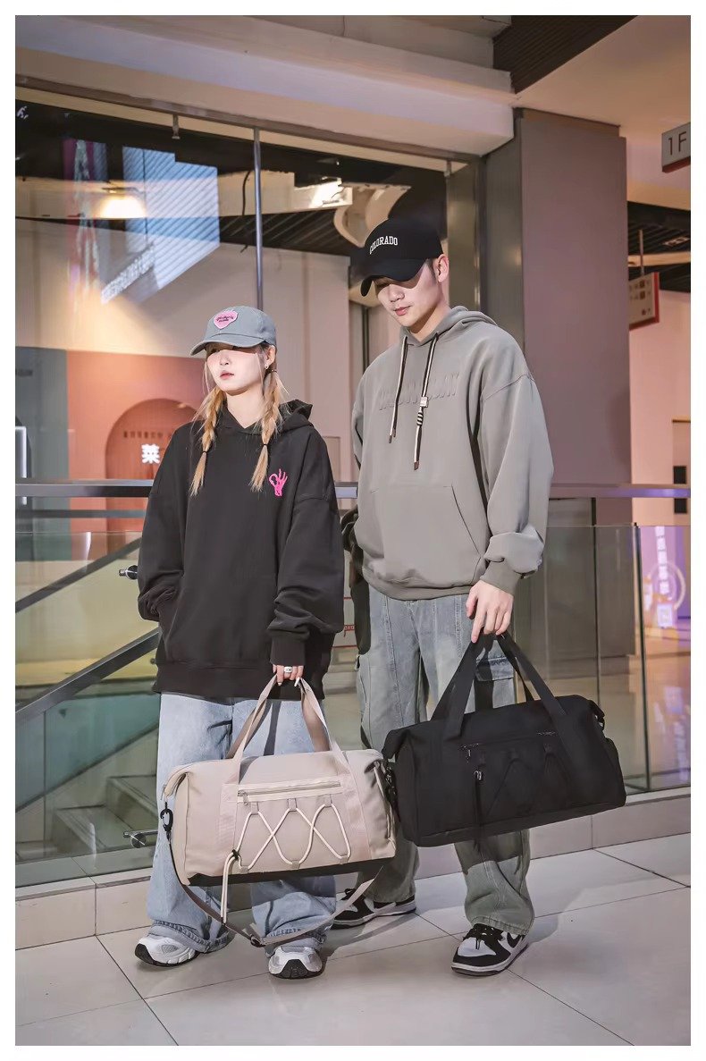 Custom Logo Oxford Crossbody Duffel Bag with Shoe Compartment – Lightweight Fitness Travel Bag product detail