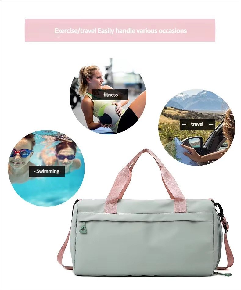 Large Capacity Waterproof Oxford Cloth Sports Gym Fitness Bags Weekend Overnight Travel Duffel Bag with Shoes Compartment detail image