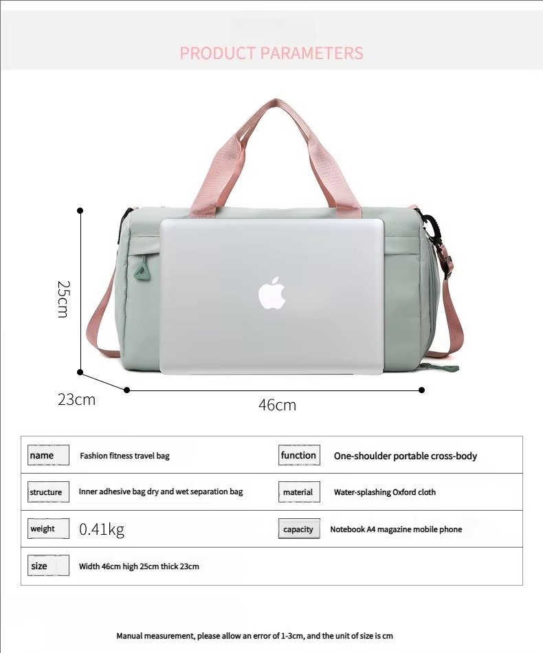 Large Capacity Waterproof Oxford Cloth Sports Gym Fitness Bags Weekend Overnight Travel Duffel Bag with Shoes Compartment detail image