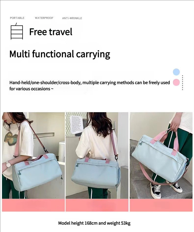 Large Capacity Waterproof Oxford Cloth Sports Gym Fitness Bags Weekend Overnight Travel Duffel Bag with Shoes Compartment detail image