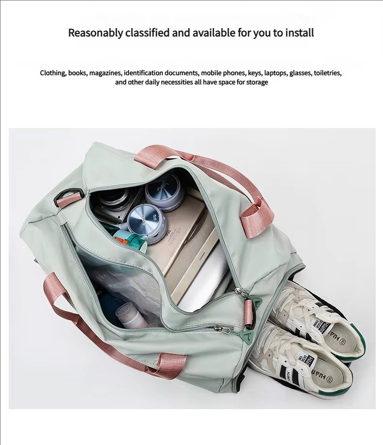 Large Capacity Waterproof Oxford Cloth Sports Gym Fitness Bags Weekend Overnight Travel Duffel Bag with Shoes Compartment detail image