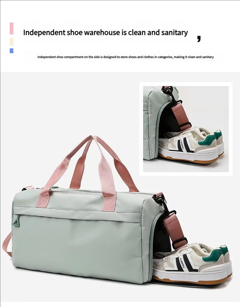 Large Capacity Waterproof Oxford Cloth Sports Gym Fitness Bags Weekend Overnight Travel Duffel Bag with Shoes Compartment detail image