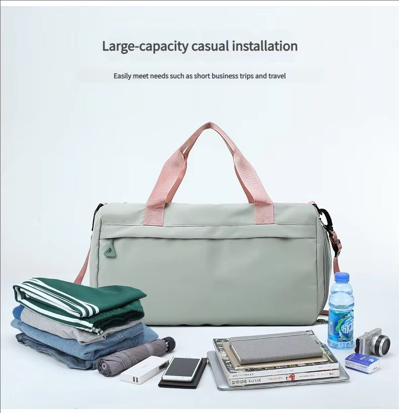 Large Capacity Waterproof Oxford Cloth Sports Gym Fitness Bags Weekend Overnight Travel Duffel Bag with Shoes Compartment detail image