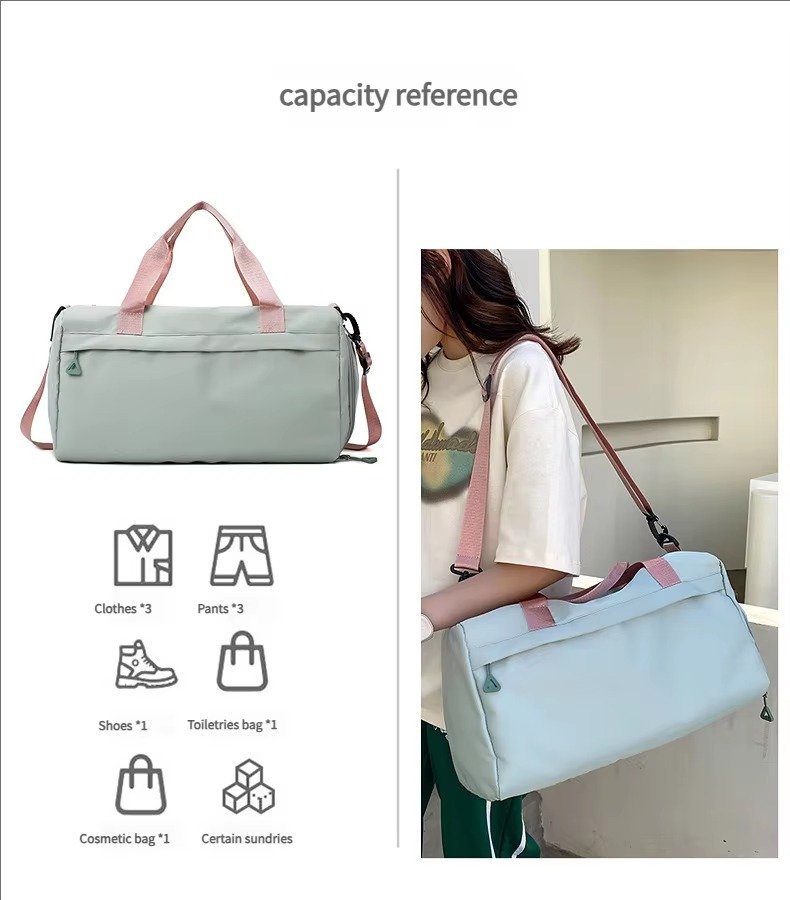 Large Capacity Waterproof Oxford Cloth Sports Gym Fitness Bags Weekend Overnight Travel Duffel Bag with Shoes Compartment detail image