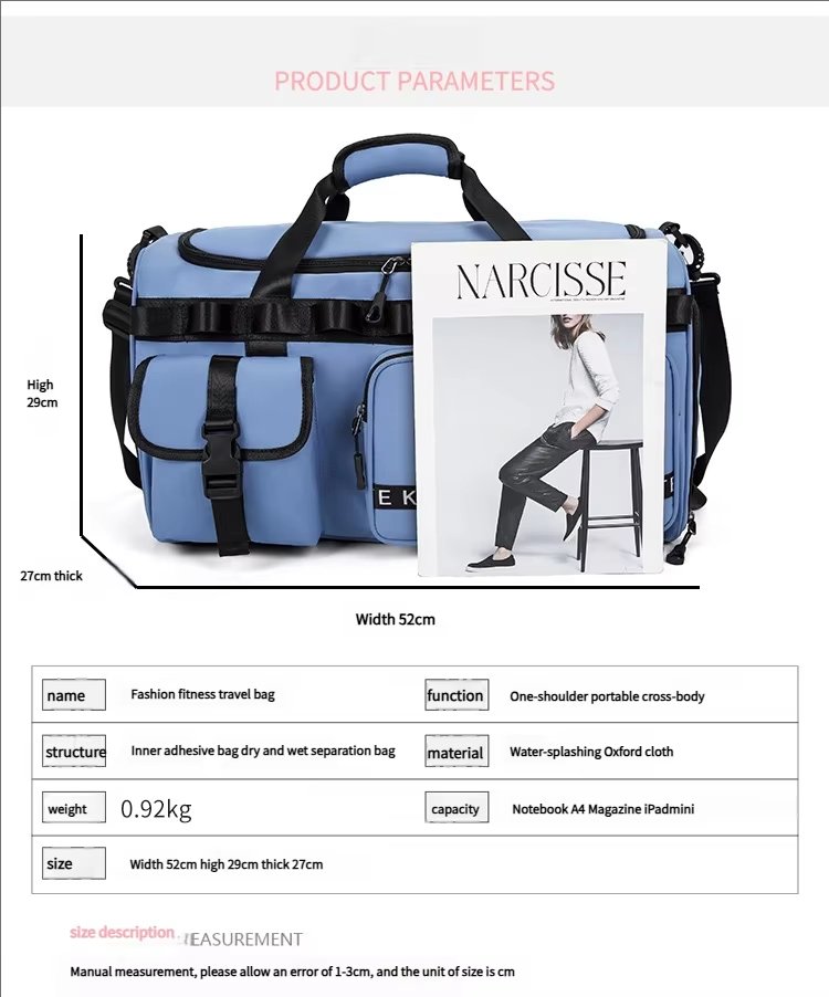 Waterproof Dry Wet Separation Oxford Sports Travel Shoulder Duffel Bag product detail