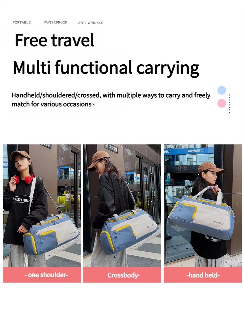 Large Waterproof Weekender Overnight Travel Duffel Bag Handbag Lightweight Yoga Sports Bag with Shoes Compartment detail image