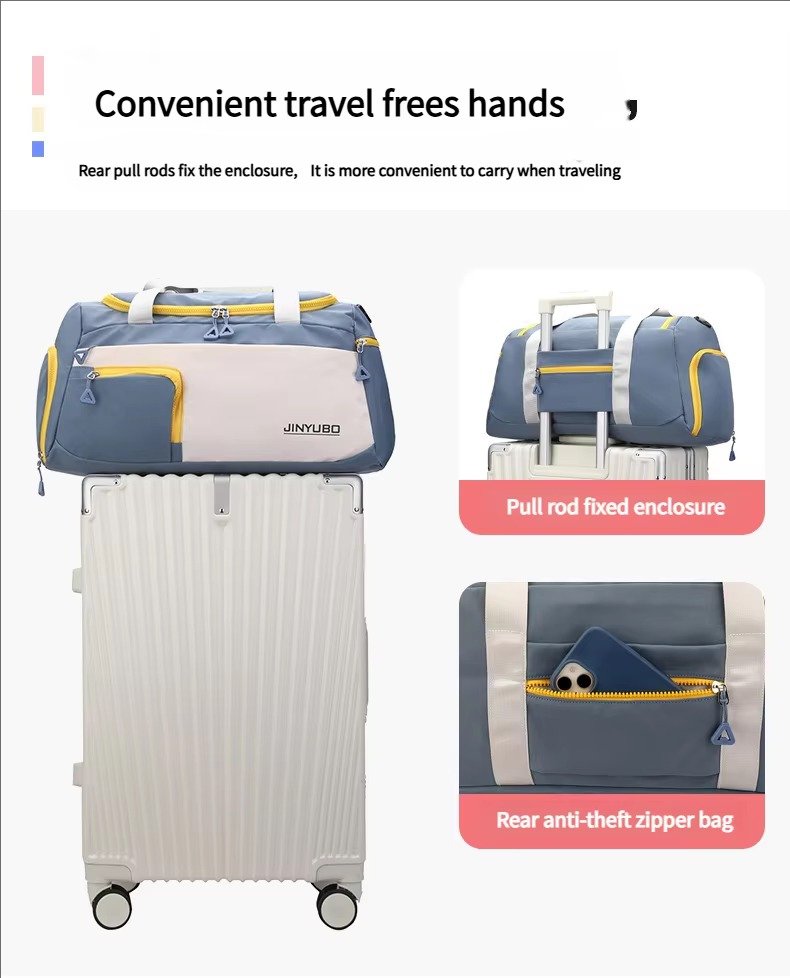 Large Waterproof Weekender Overnight Travel Duffel Bag Handbag Lightweight Yoga Sports Bag with Shoes Compartment detail image