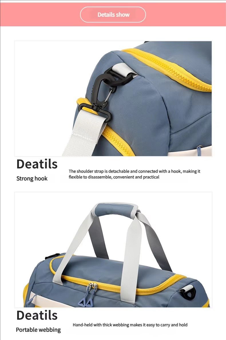 Large Waterproof Weekender Overnight Travel Duffel Bag Handbag Lightweight Yoga Sports Bag with Shoes Compartment detail image