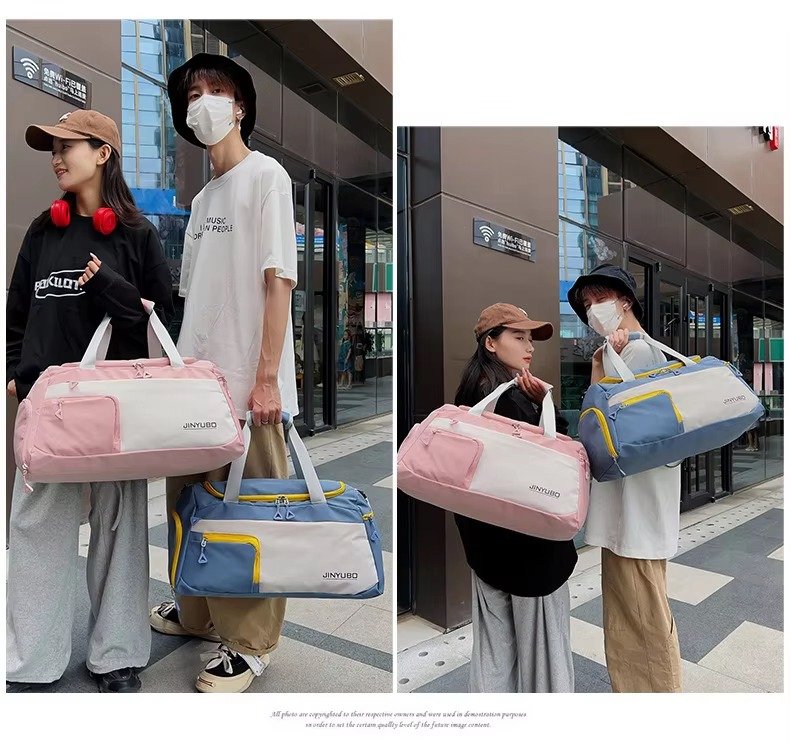 Large Waterproof Weekender Overnight Travel Duffel Bag Handbag Lightweight Yoga Sports Bag with Shoes Compartment detail image