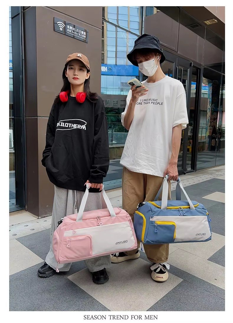 Large Waterproof Weekender Overnight Travel Duffel Bag Handbag Lightweight Yoga Sports Bag with Shoes Compartment detail image