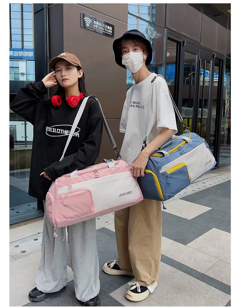Large Waterproof Weekender Overnight Travel Duffel Bag Handbag Lightweight Yoga Sports Bag with Shoes Compartment detail image