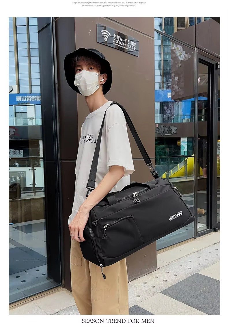 Large Waterproof Weekender Overnight Travel Duffel Bag Handbag Lightweight Yoga Sports Bag with Shoes Compartment detail image