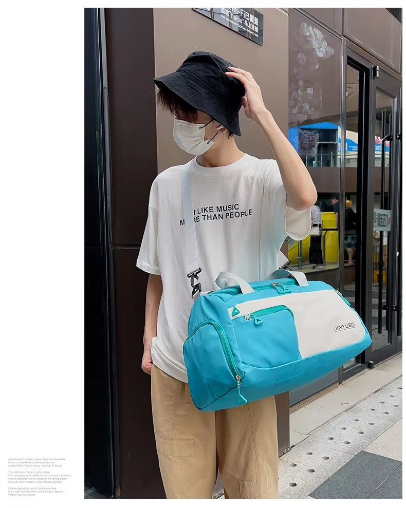 Large Waterproof Weekender Overnight Travel Duffel Bag Handbag Lightweight Yoga Sports Bag with Shoes Compartment detail image