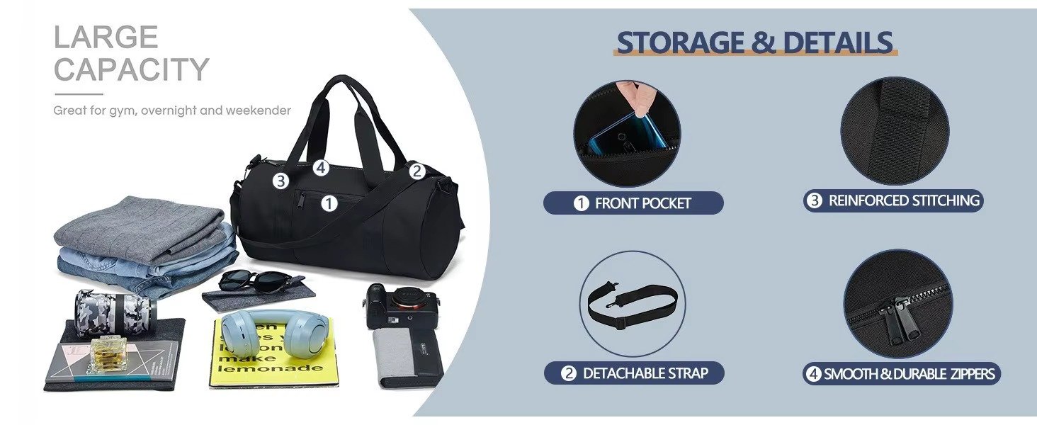 Promotion Multifunctional Lightweight Large Capacity Weekend Workout Tote Duffle Bag Dry Wet Separation Travel Sports Duffel Bag detail image