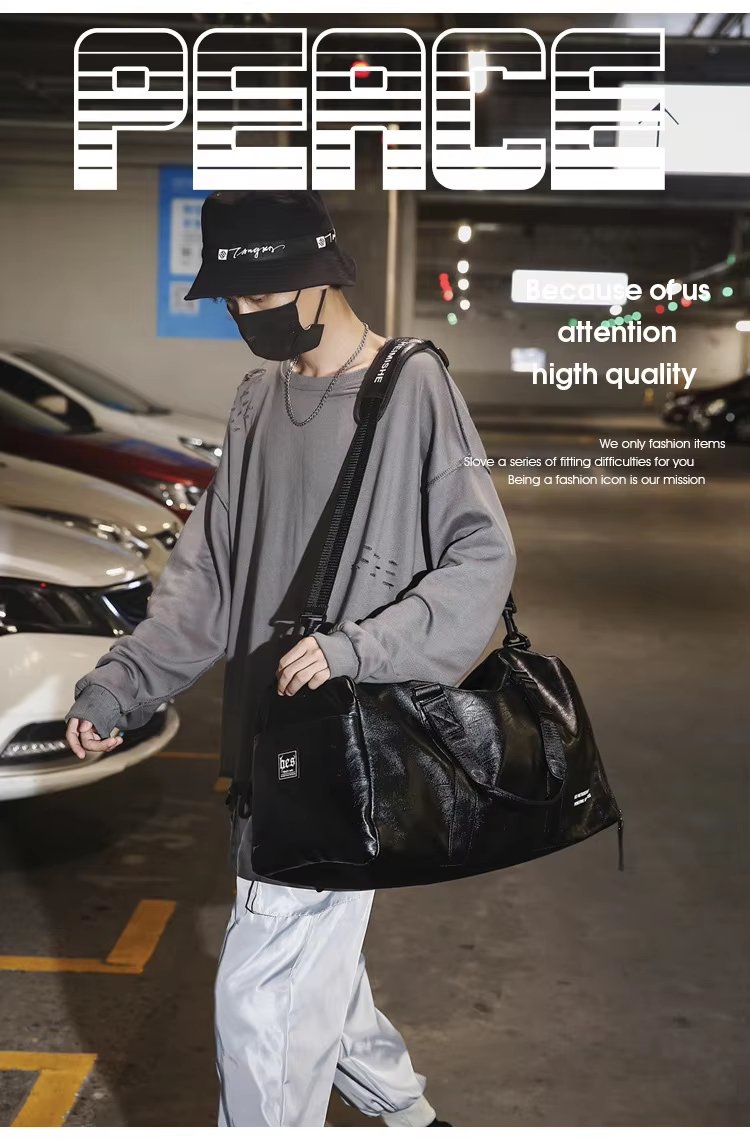 Waterproof Shoe Compartment PU Leather Sports Travel Heavy Duty Duffel Bag product detail