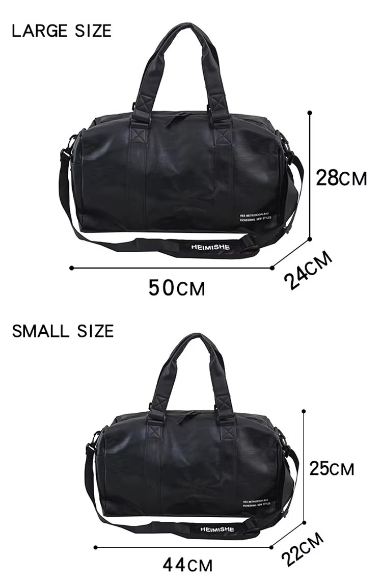 Waterproof Shoe Compartment PU Leather Sports Travel Heavy Duty Duffel Bag product detail