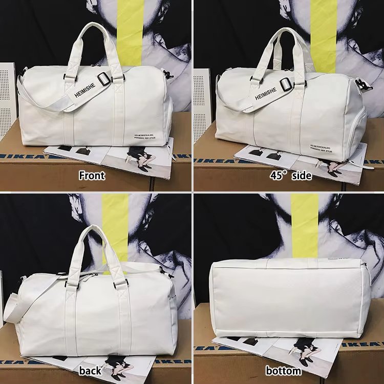 Waterproof Shoe Compartment PU Leather Sports Travel Heavy Duty Duffel Bag product detail