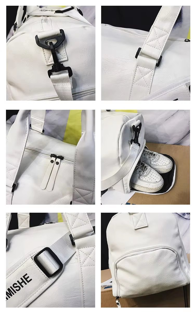 Waterproof Shoe Compartment PU Leather Sports Travel Heavy Duty Duffel Bag product detail