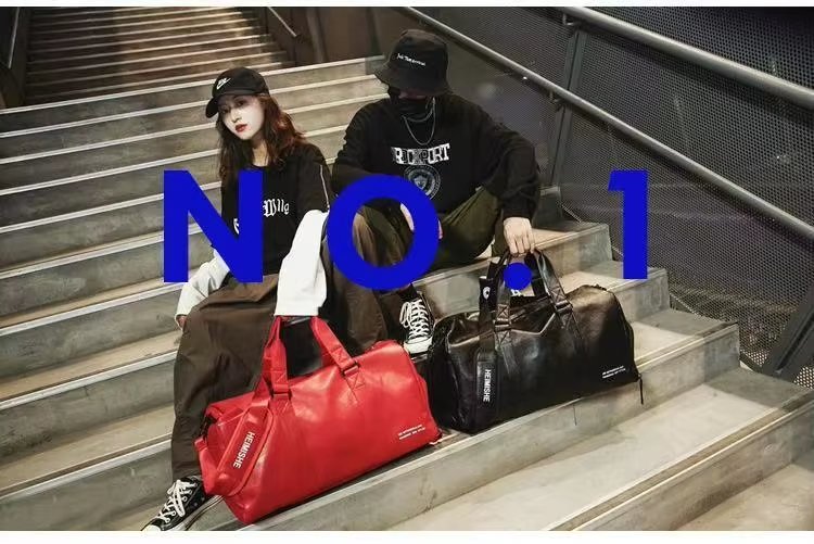 Waterproof Shoe Compartment PU Leather Sports Travel Heavy Duty Duffel Bag product detail