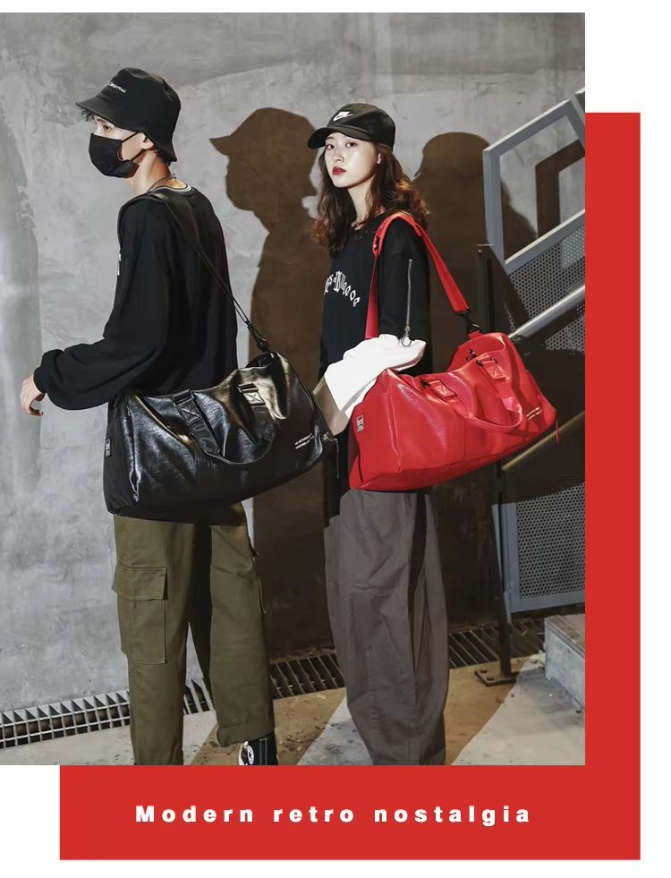 Waterproof Shoe Compartment PU Leather Sports Travel Heavy Duty Duffel Bag product detail