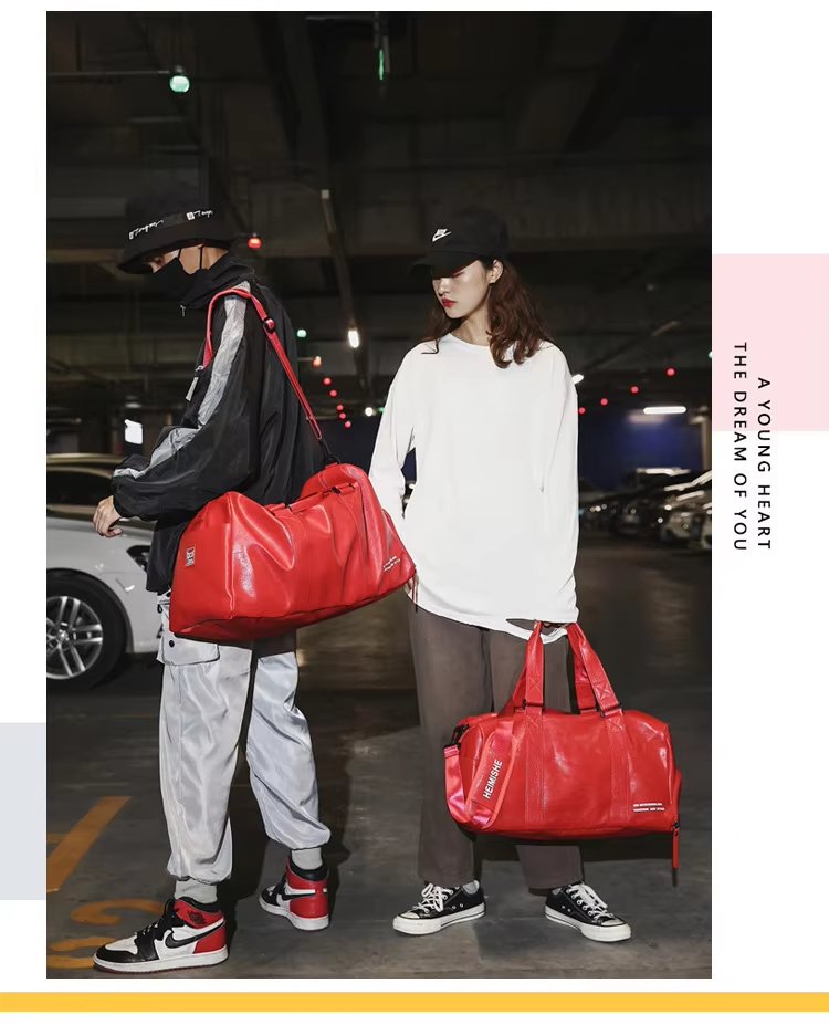 Waterproof Shoe Compartment PU Leather Sports Travel Heavy Duty Duffel Bag product detail