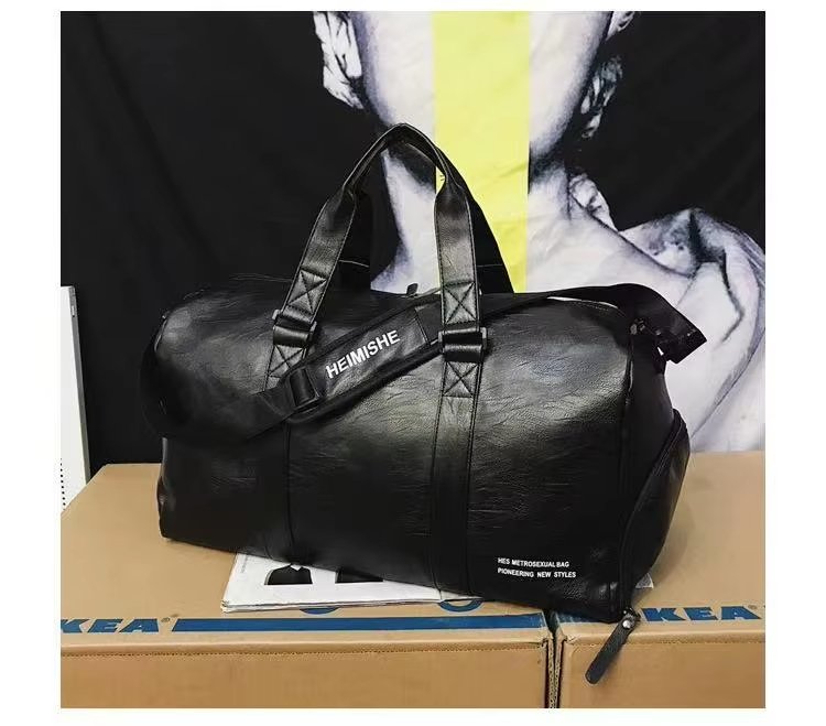 Waterproof Shoe Compartment PU Leather Sports Travel Heavy Duty Duffel Bag product detail