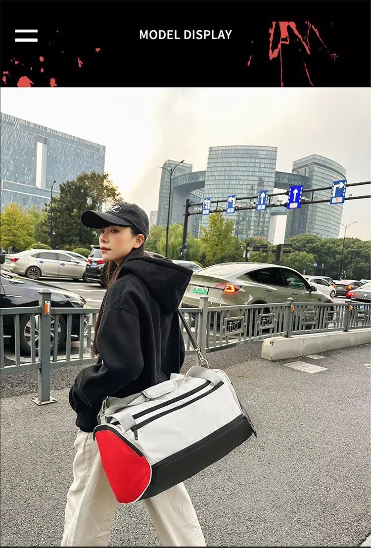 Waterproof Sports Gym Fitness Yoga Bag Weekend Shoulder Travel Luggage Duffel Bag Handbag with Shoes Compartment detail image