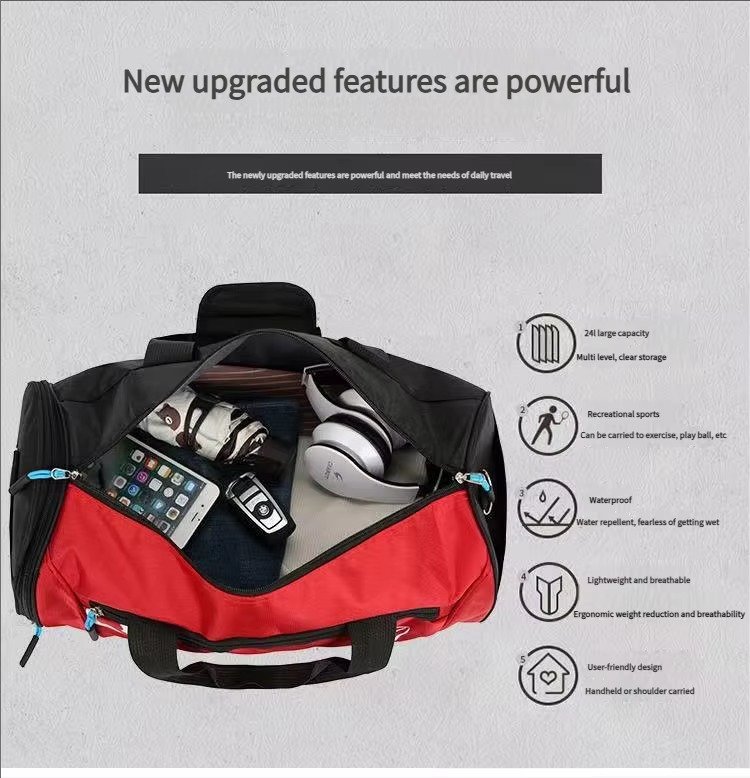 Low Moq Gym Sports Fitness Exercise Shoulder Bag Cheap Nylon Dry and Wet Separation Yoga Bag Waterproof Travel Duffel Bag detail image