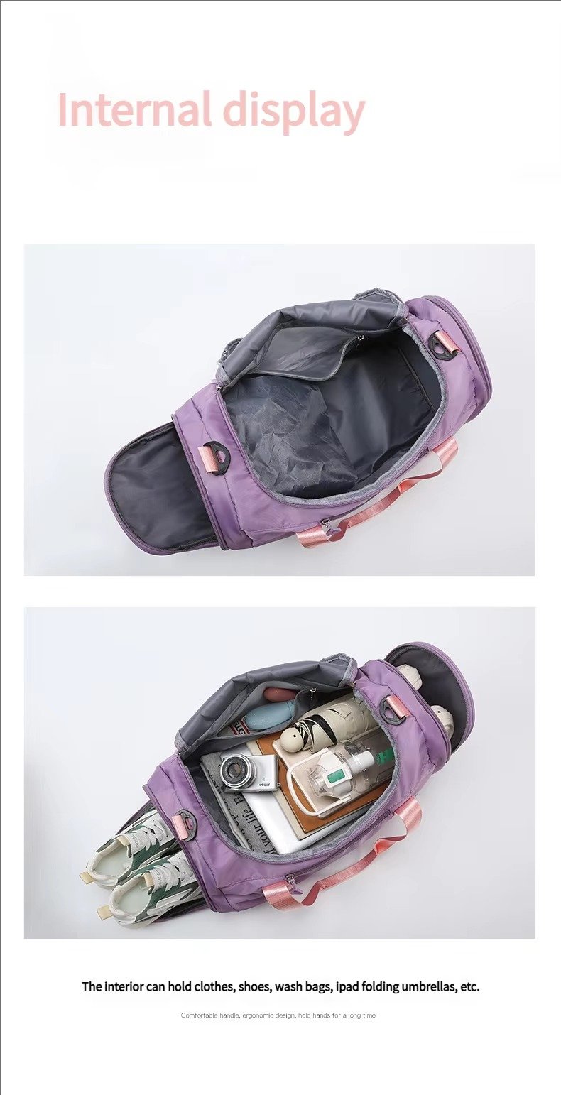 Large Capacity Storage Shoulder Bags Carry On Airplane Gym Fitness Tote Duffle Travel Bag Handbags with Shoes Compartment detail image