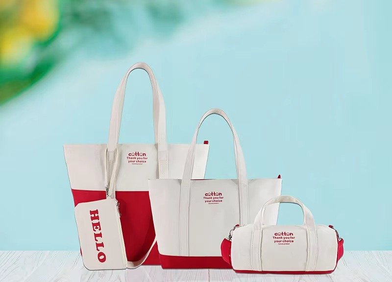 Logo Small Cotton Canvas Outdoor Fitness Sport Gym Duffel Bags Single Shoulder Crossbody Travel Cylindrical Bag detail image