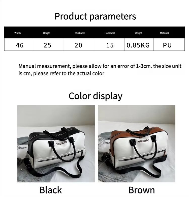 Waterproof PU Leather Business Travel Overnight Duffel Bag product detail