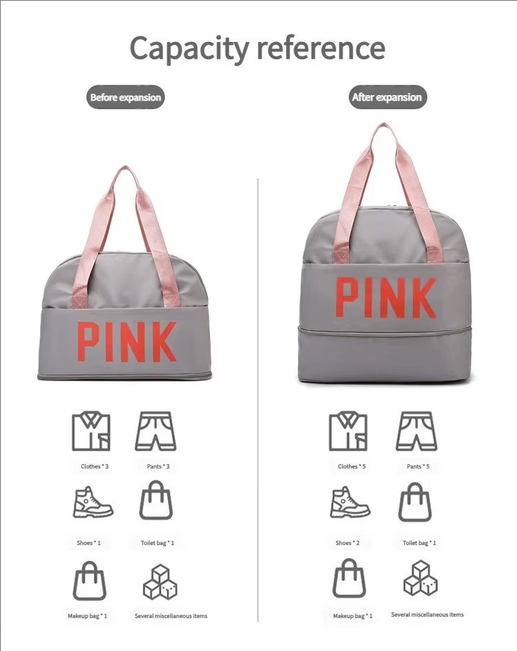 Dry and Wet Separation Large Capacity Travel Duffel Bag Expandable Swimming Gym Sports Fitness Yoga Tote Bag detail image