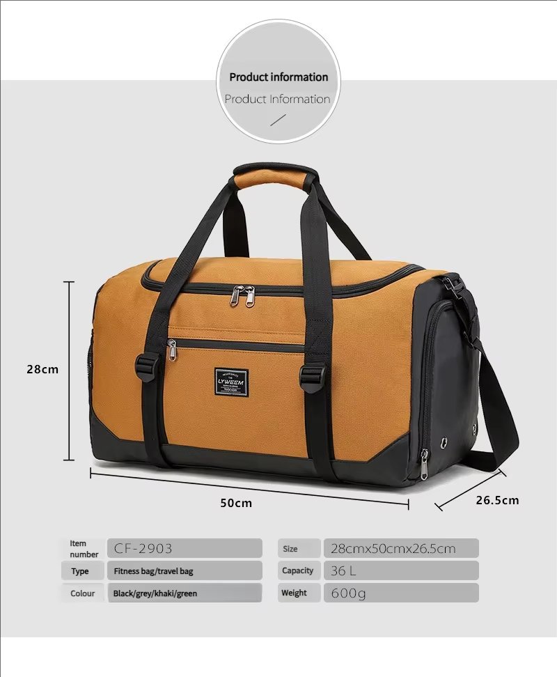 Waterproof Shoe Compartment Canvas Sports Travel Duffel Bag product detail