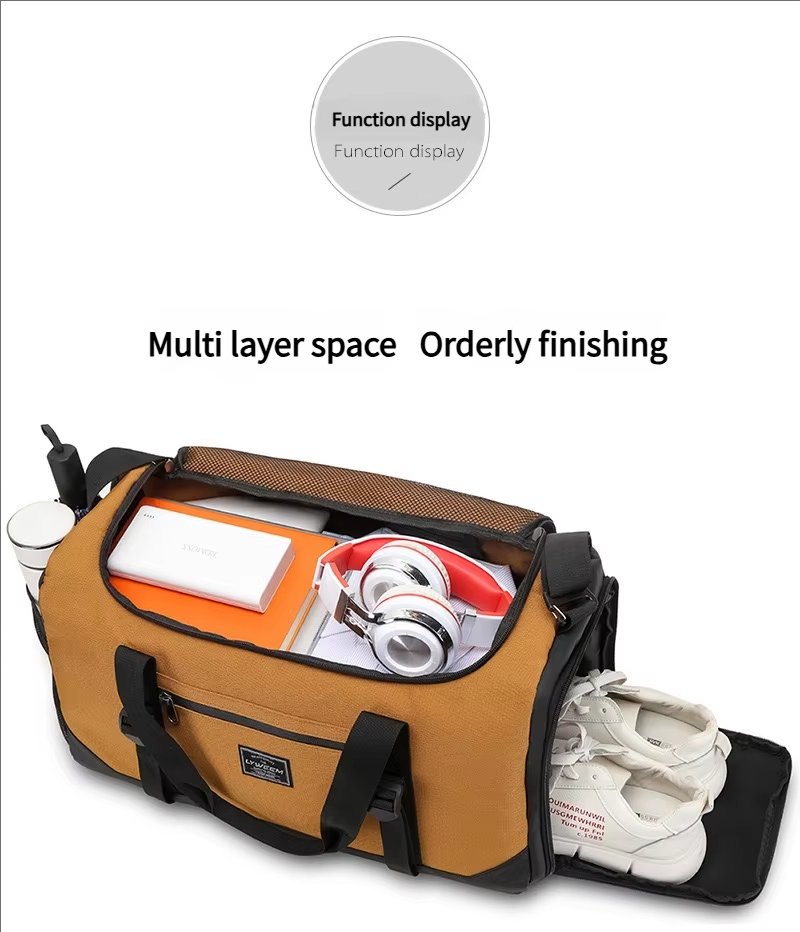 Waterproof Shoe Compartment Canvas Sports Travel Duffel Bag product detail