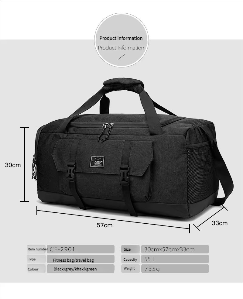 Waterproof Shoe Compartment Canvas Sports Travel Duffel Bag product detail